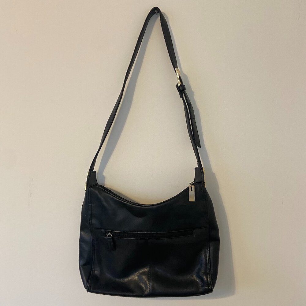 COLETTA Black Leather Shoulder Bag With Gold Hardware